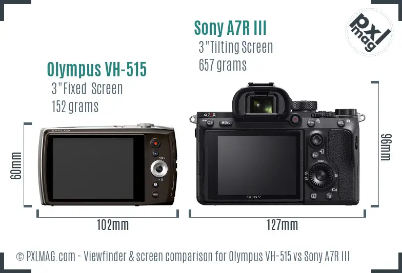 Olympus VH-515 vs Sony A7R III Screen and Viewfinder comparison