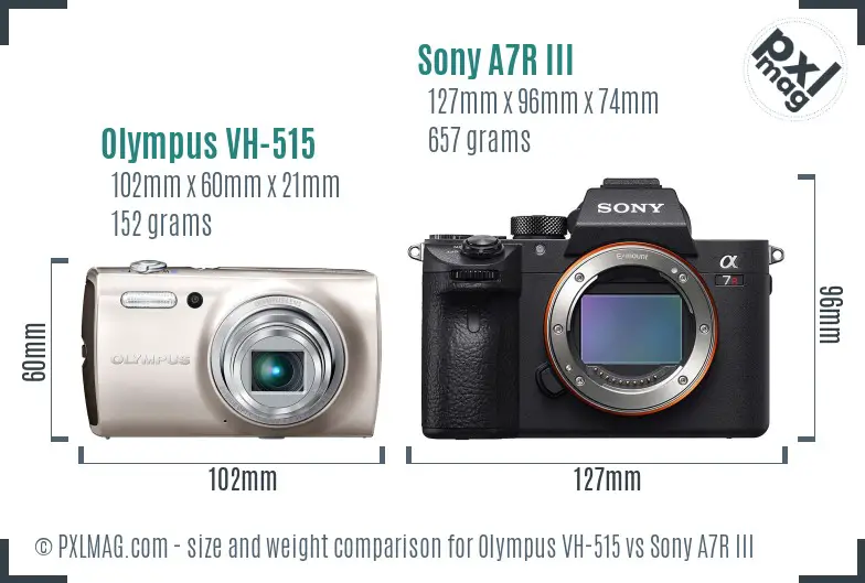 Olympus VH-515 vs Sony A7R III size comparison