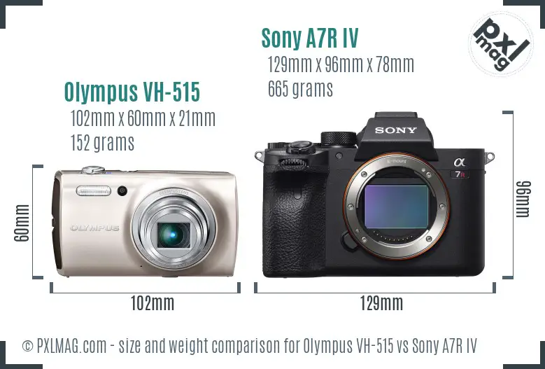 Olympus VH-515 vs Sony A7R IV size comparison