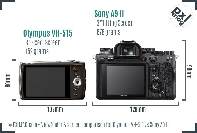 Olympus VH-515 vs Sony A9 II Screen and Viewfinder comparison