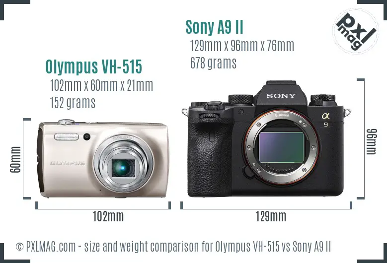 Olympus VH-515 vs Sony A9 II size comparison