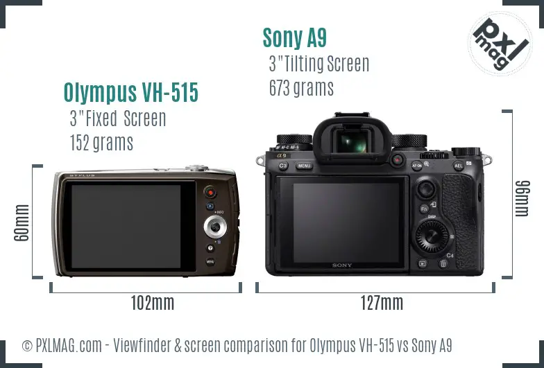 Olympus VH-515 vs Sony A9 Screen and Viewfinder comparison