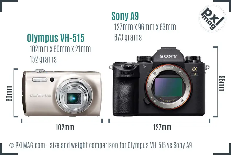 Olympus VH-515 vs Sony A9 size comparison