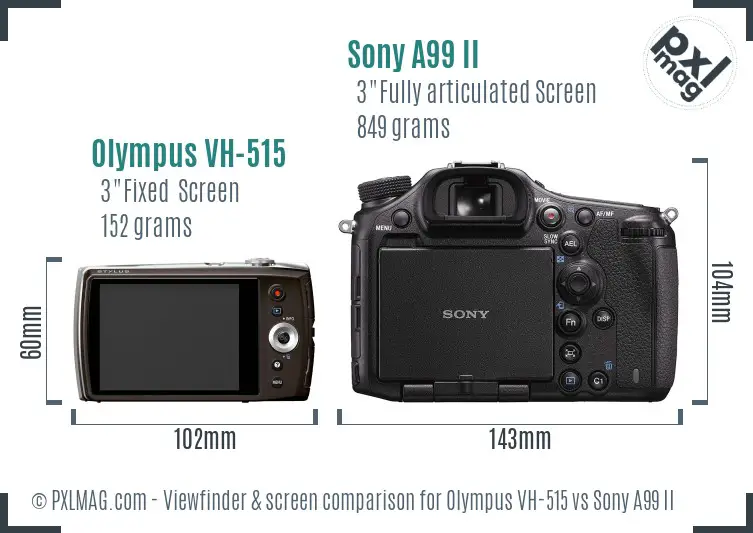 Olympus VH-515 vs Sony A99 II Screen and Viewfinder comparison