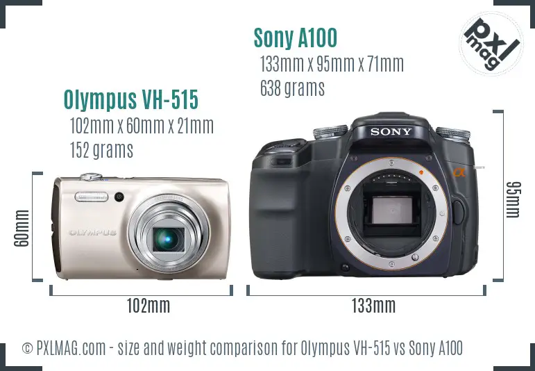 Olympus VH-515 vs Sony A100 size comparison
