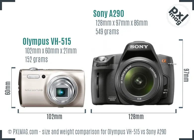 Olympus VH-515 vs Sony A290 size comparison