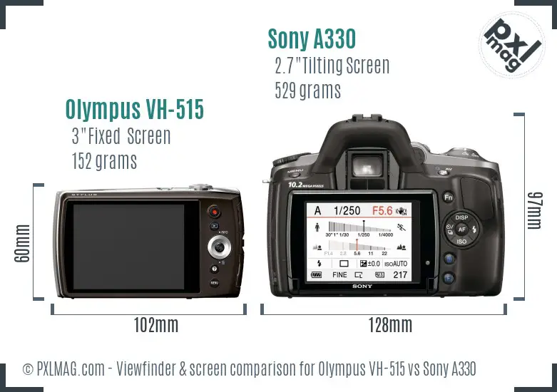 Olympus VH-515 vs Sony A330 Screen and Viewfinder comparison