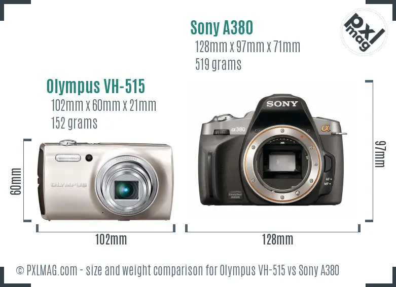 Olympus VH-515 vs Sony A380 size comparison