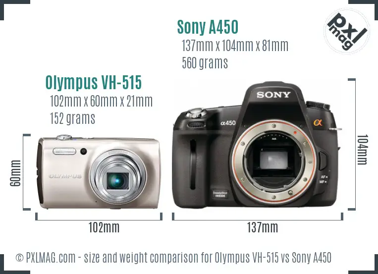 Olympus VH-515 vs Sony A450 size comparison