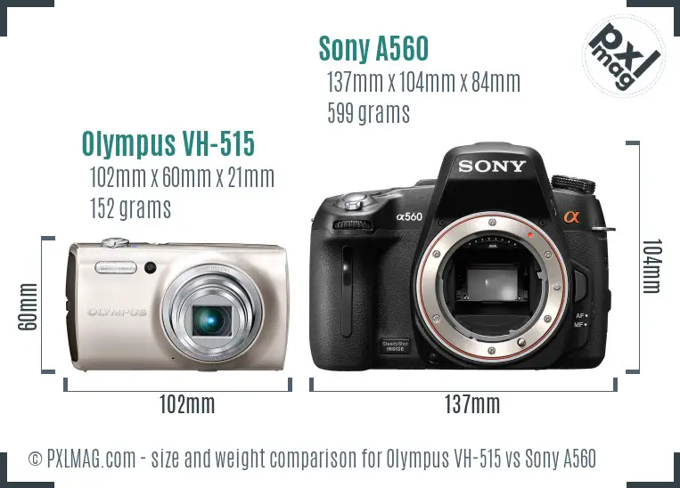 Olympus VH-515 vs Sony A560 size comparison