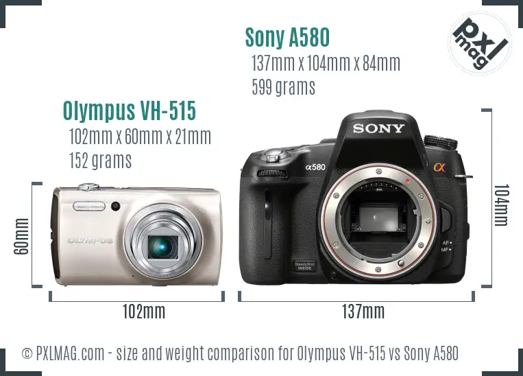 Olympus VH-515 vs Sony A580 size comparison