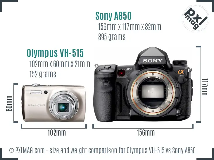 Olympus VH-515 vs Sony A850 size comparison