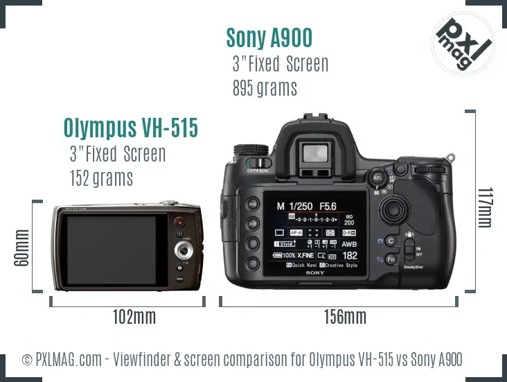 Olympus VH-515 vs Sony A900 Screen and Viewfinder comparison