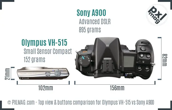 Olympus VH-515 vs Sony A900 top view buttons comparison
