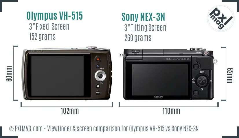 Olympus VH-515 vs Sony NEX-3N Screen and Viewfinder comparison