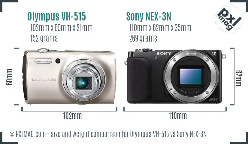 Olympus VH-515 vs Sony NEX-3N size comparison