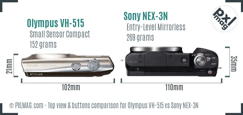 Olympus VH-515 vs Sony NEX-3N top view buttons comparison