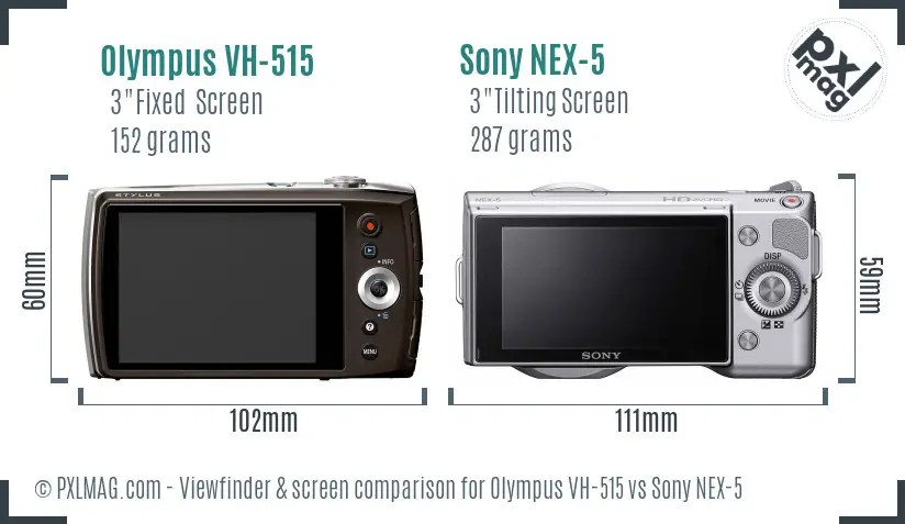 Olympus VH-515 vs Sony NEX-5 Screen and Viewfinder comparison