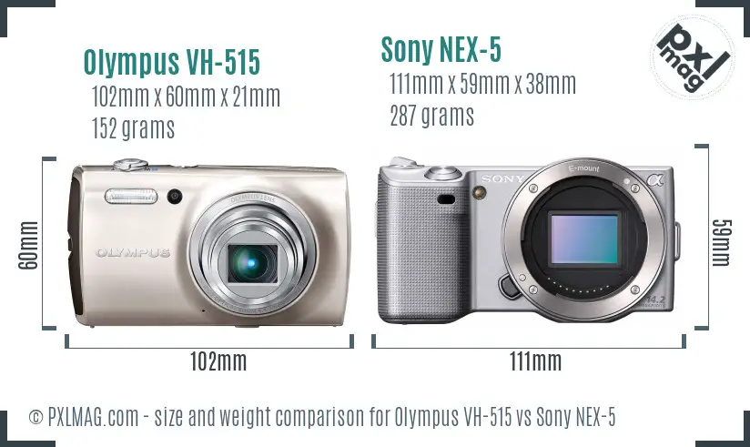 Olympus VH-515 vs Sony NEX-5 size comparison