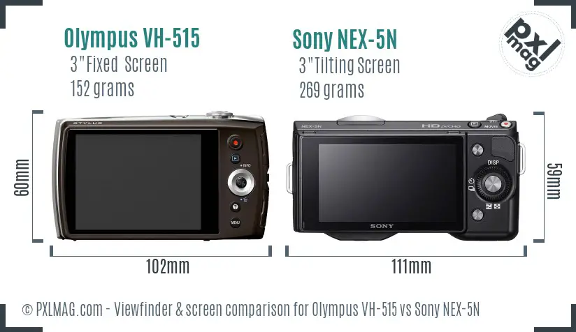 Olympus VH-515 vs Sony NEX-5N Screen and Viewfinder comparison