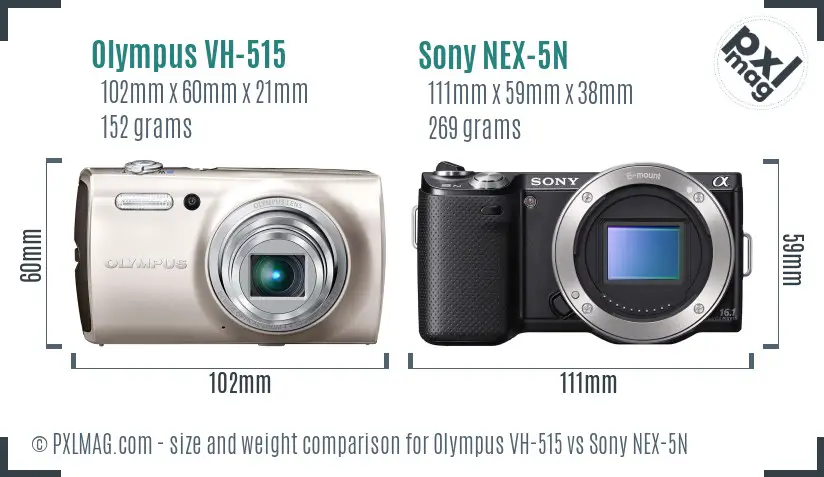 Olympus VH-515 vs Sony NEX-5N size comparison