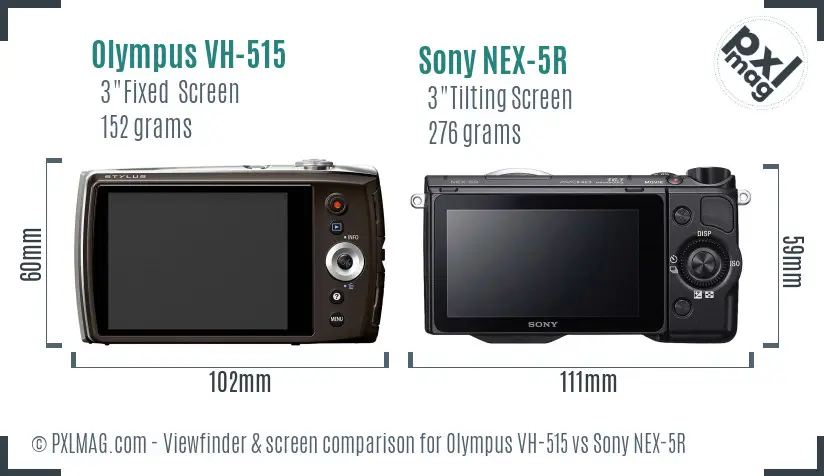 Olympus VH-515 vs Sony NEX-5R Screen and Viewfinder comparison