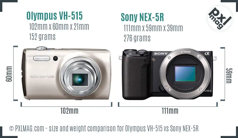 Olympus VH-515 vs Sony NEX-5R size comparison