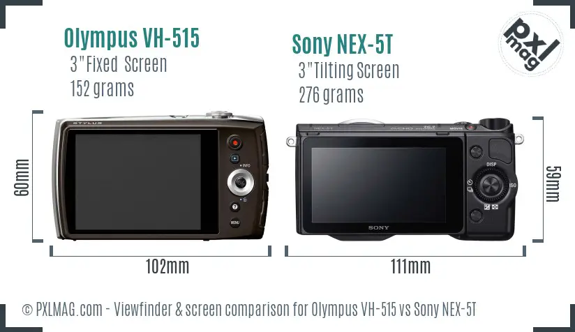 Olympus VH-515 vs Sony NEX-5T Screen and Viewfinder comparison