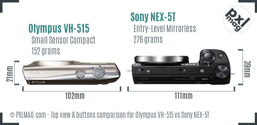 Olympus VH-515 vs Sony NEX-5T top view buttons comparison