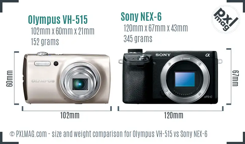 Olympus VH-515 vs Sony NEX-6 size comparison