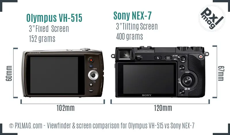 Olympus VH-515 vs Sony NEX-7 Screen and Viewfinder comparison