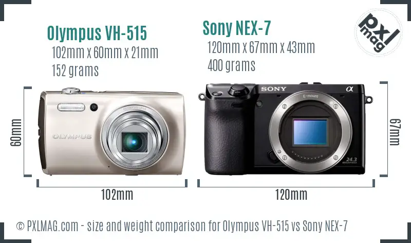 Olympus VH-515 vs Sony NEX-7 size comparison