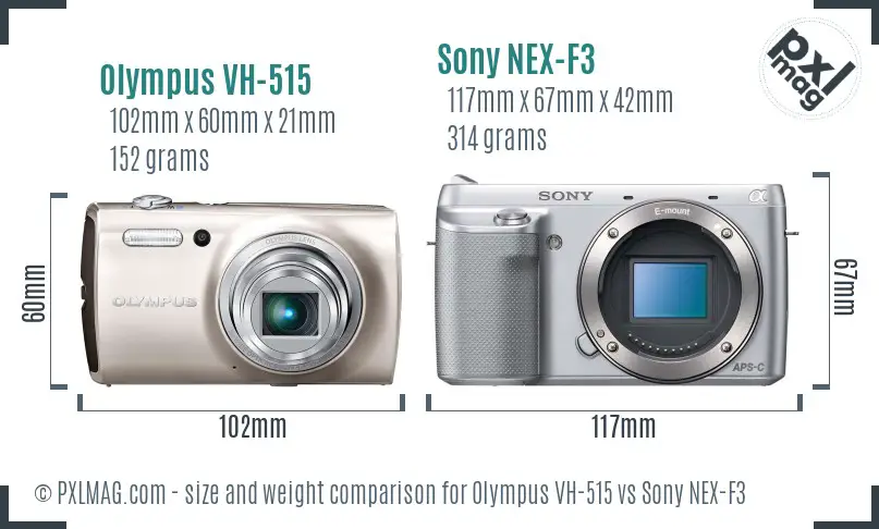 Olympus VH-515 vs Sony NEX-F3 size comparison