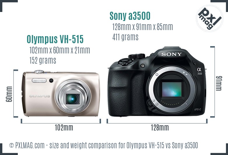 Olympus VH-515 vs Sony a3500 size comparison Olympus VH-515 vs Sony a3500 size comparison