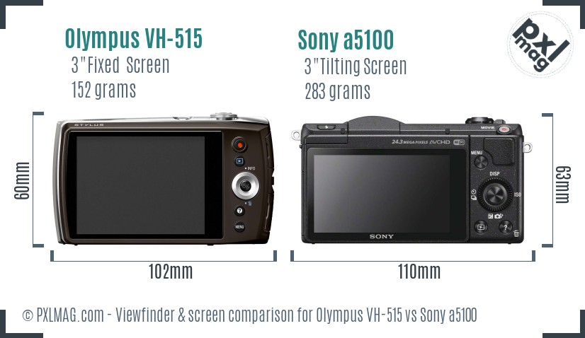 Olympus VH-515 vs Sony a5100 Screen and Viewfinder comparison