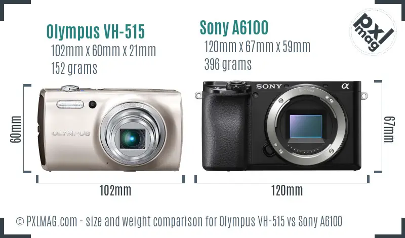 Olympus VH-515 vs Sony A6100 size comparison