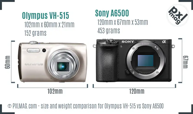 Olympus VH-515 vs Sony A6500 size comparison