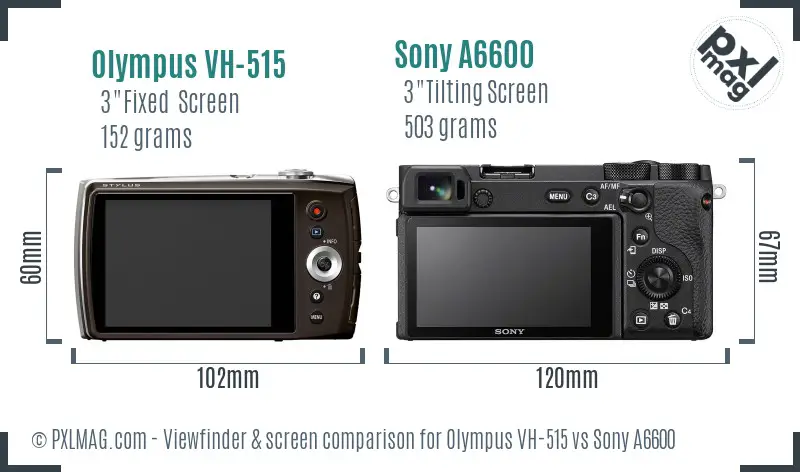 Olympus VH-515 vs Sony A6600 Screen and Viewfinder comparison