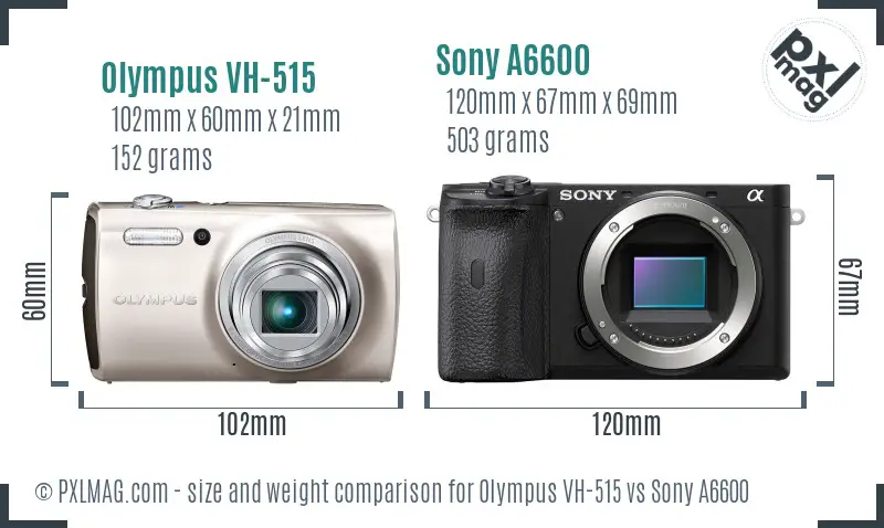 Olympus VH-515 vs Sony A6600 size comparison