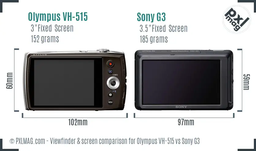 Olympus VH-515 vs Sony G3 Screen and Viewfinder comparison