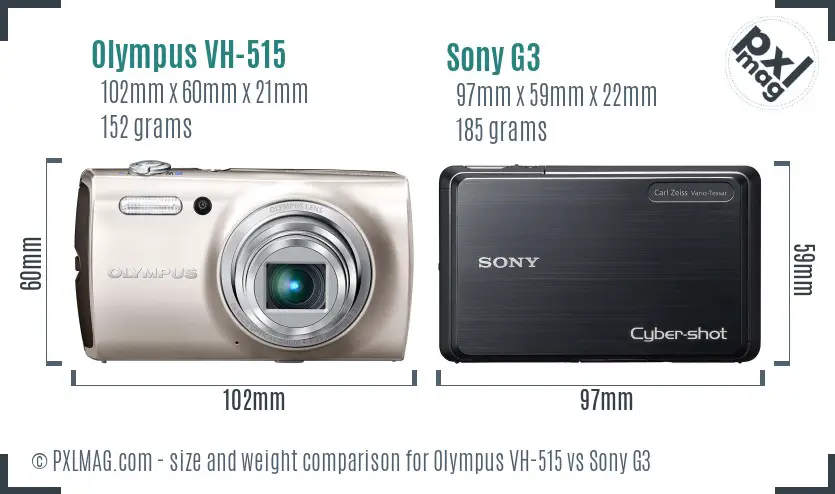 Olympus VH-515 vs Sony G3 size comparison