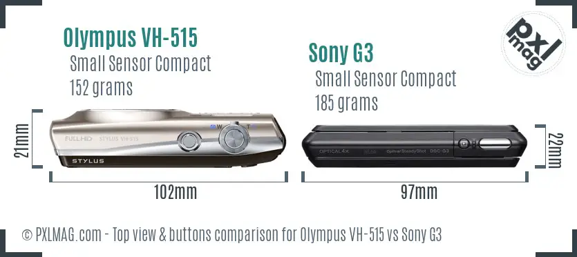 Olympus VH-515 vs Sony G3 top view buttons comparison