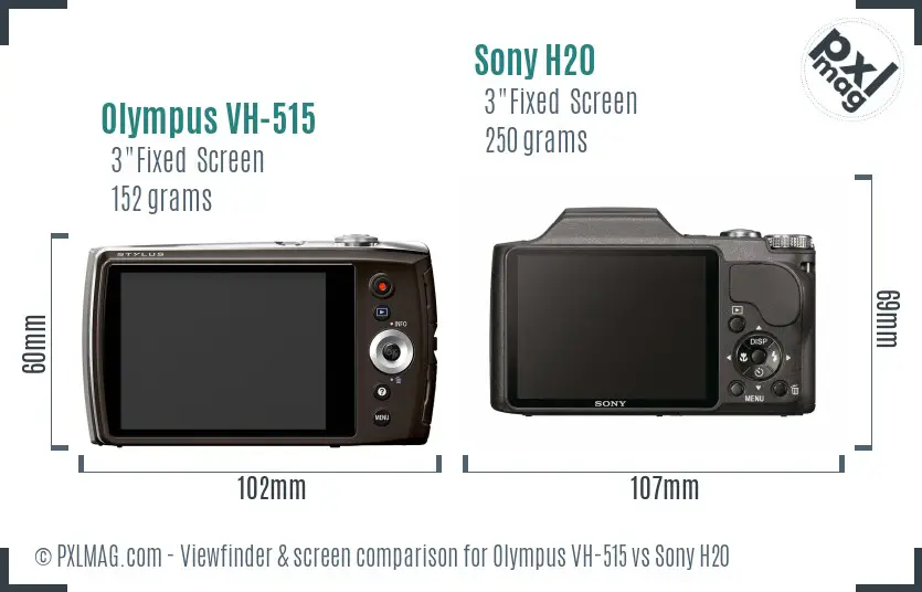 Olympus VH-515 vs Sony H20 Screen and Viewfinder comparison