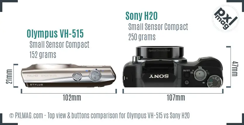 Olympus VH-515 vs Sony H20 top view buttons comparison
