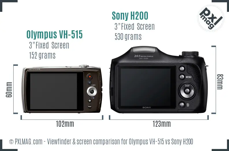 Olympus VH-515 vs Sony H200 Screen and Viewfinder comparison