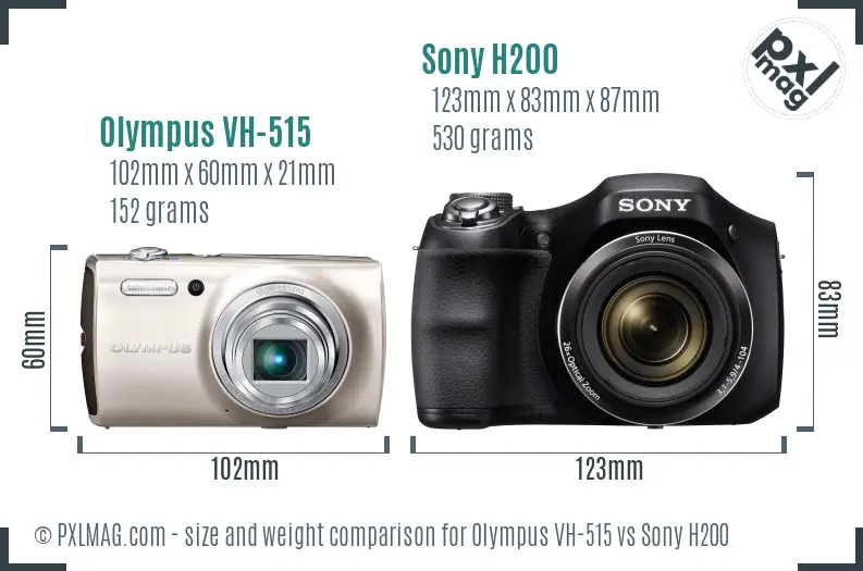 Olympus VH-515 vs Sony H200 size comparison