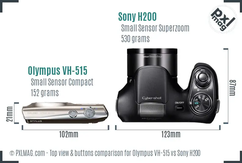 Olympus VH-515 vs Sony H200 top view buttons comparison