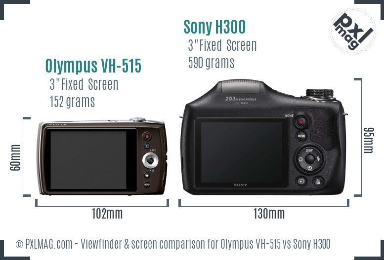 Olympus VH-515 vs Sony H300 Screen and Viewfinder comparison