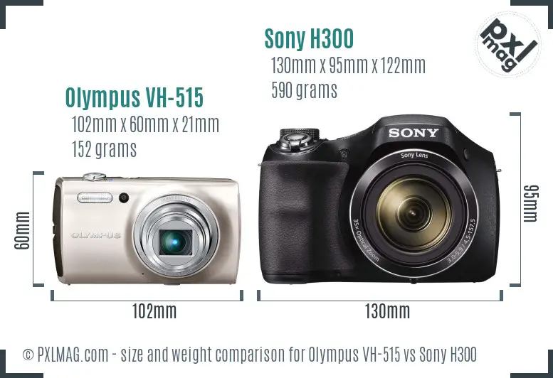 Olympus VH-515 vs Sony H300 size comparison