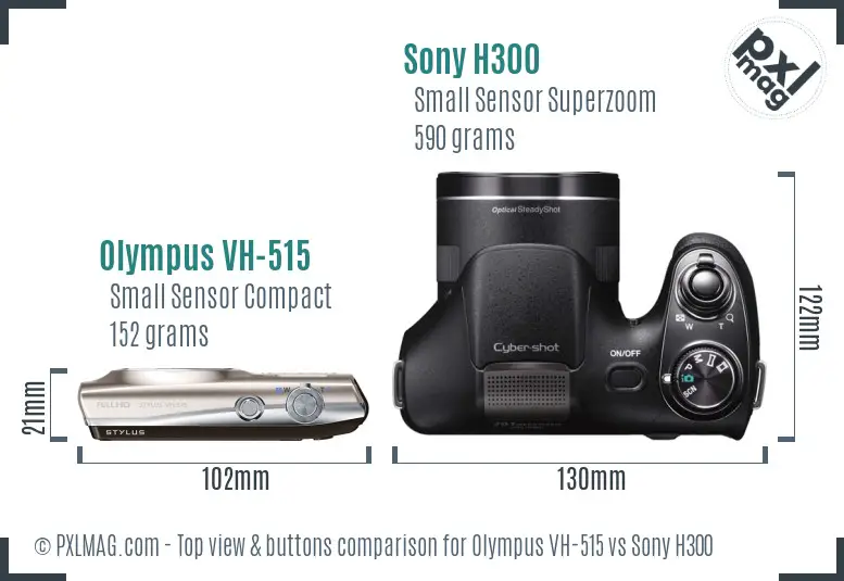 Olympus VH-515 vs Sony H300 top view buttons comparison